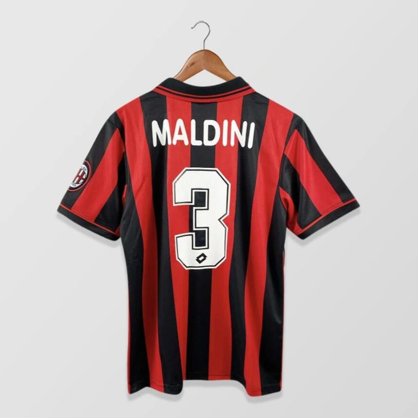 1996-97 AC Milan Retro Home Kit Soccer Jersey Maldini #3